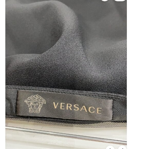 VERSACE Sz EU (IT) 36/US 0 Black Midi Skirt Front Slit Tulle Lining VERSACE LOGO - Picture 8 of 10